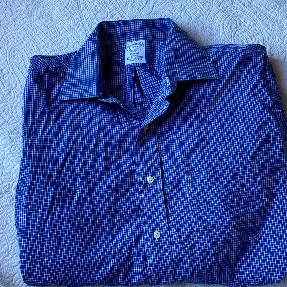 Brooks Brothers Navy Checkered Button Down Shirt